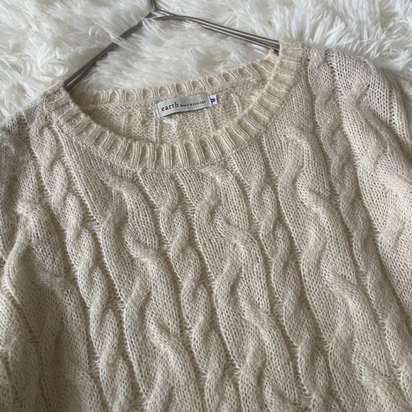 Ecolo Cable Knit Mohair Blend Sweater Cream - Picture 5 of 5